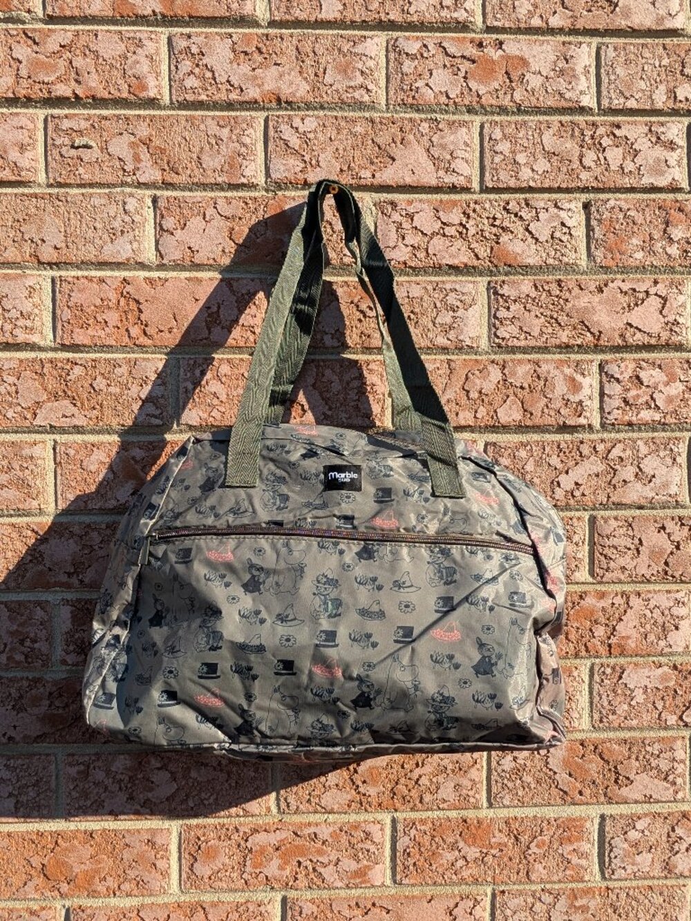 Rare marble SUD x Moomin Collaboration Travel Duffle Bag Olive Green foldable